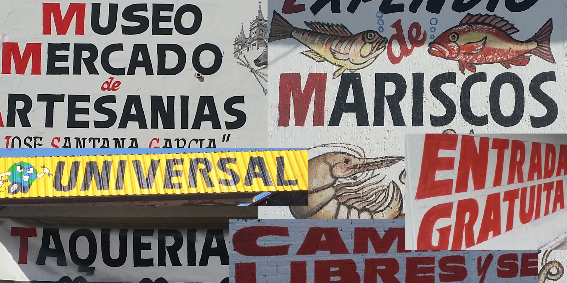 Ejemplos de rótulos pintados por mi papá y otros rotulistas